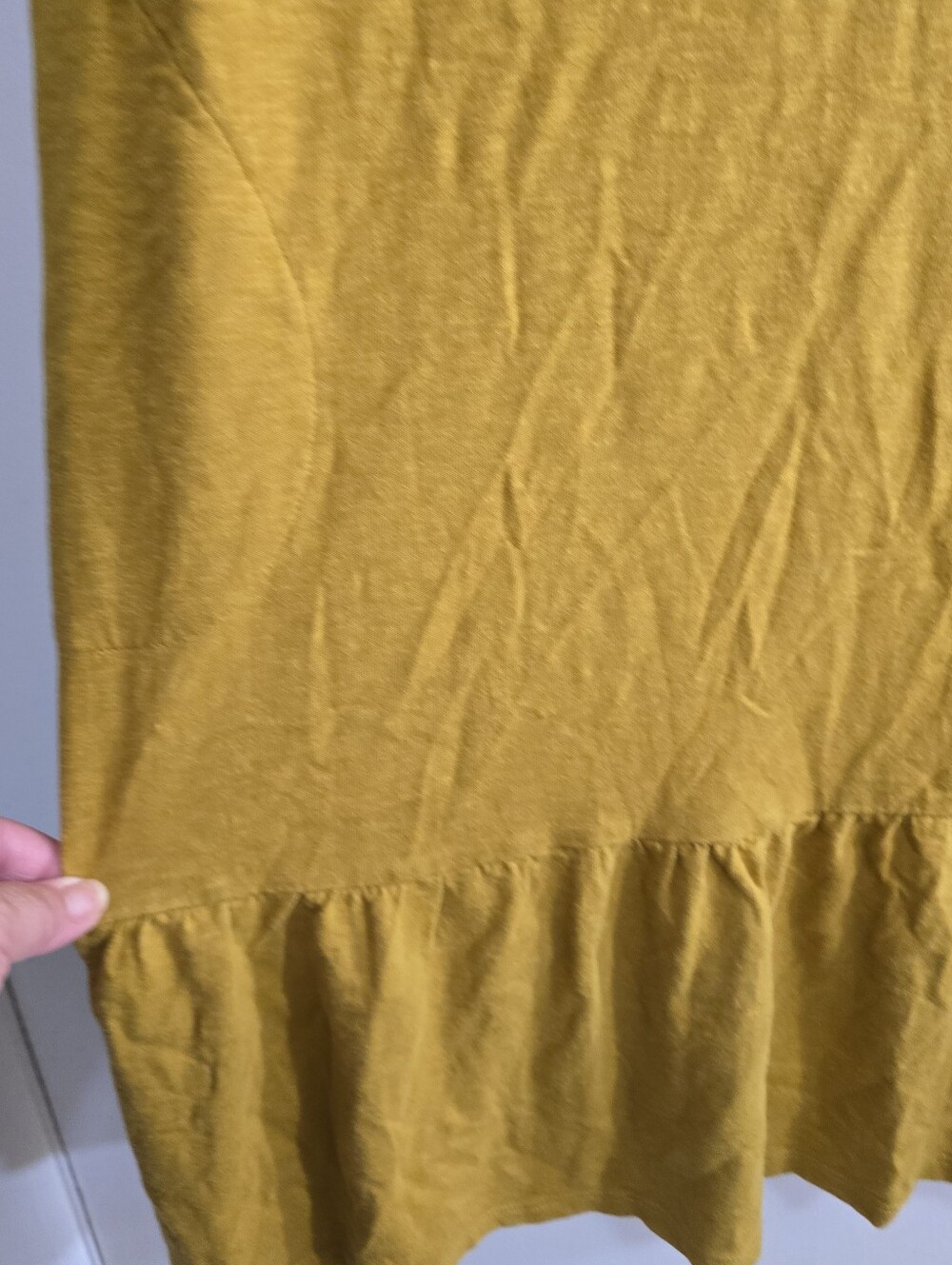 J. Jill Flounced Hem Double V-Neck Knit Dress 3X Mustard Yellow Pockets - Picture 4 of 6